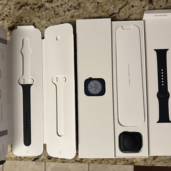 Apple Watch Series 8 EMPTY BOX Midnight with 1 large bottom strap - Picture 1 of 7